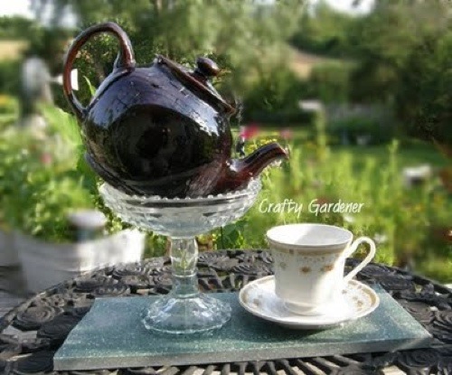 a whimsical cup of tea at craftygardener.ca