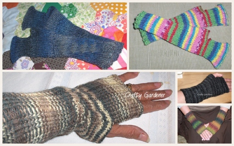 fingerless gloves at craftygardener.ca