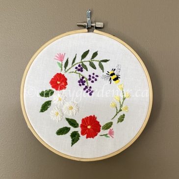 Embroidery: Flowers and Bee