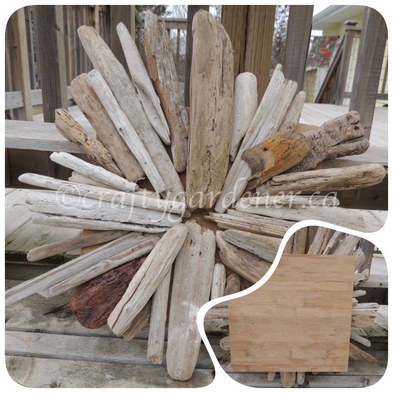 making a driftwood starburst at craftygardener.ca