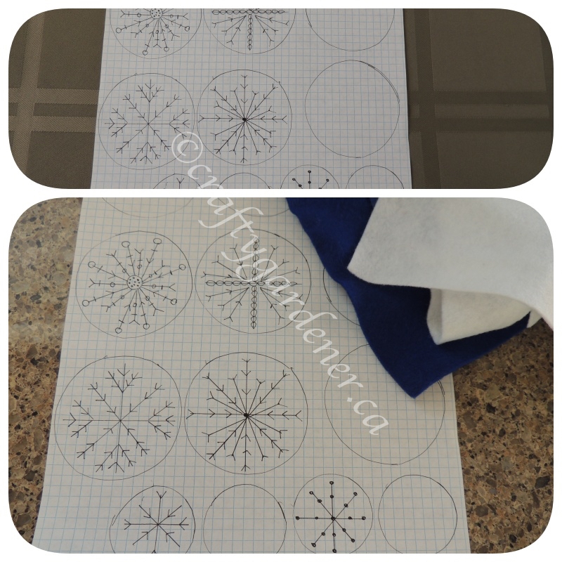 making felt embroidered snowflakes at craftygardener.ca