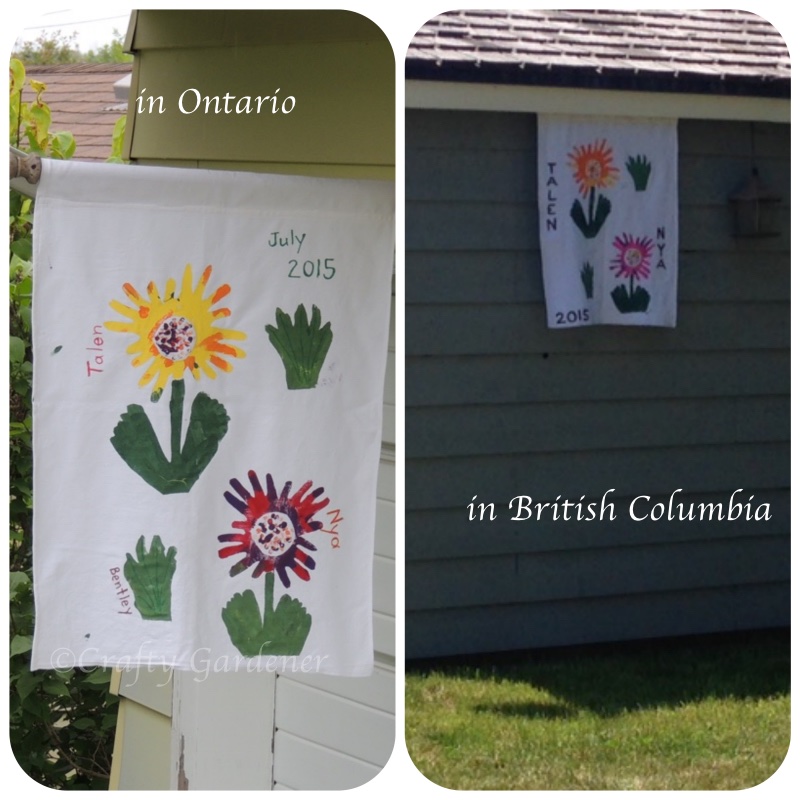 homemade garden flags at craftygardener.ca