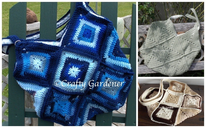 blue granny square bag at craftygardener.ca