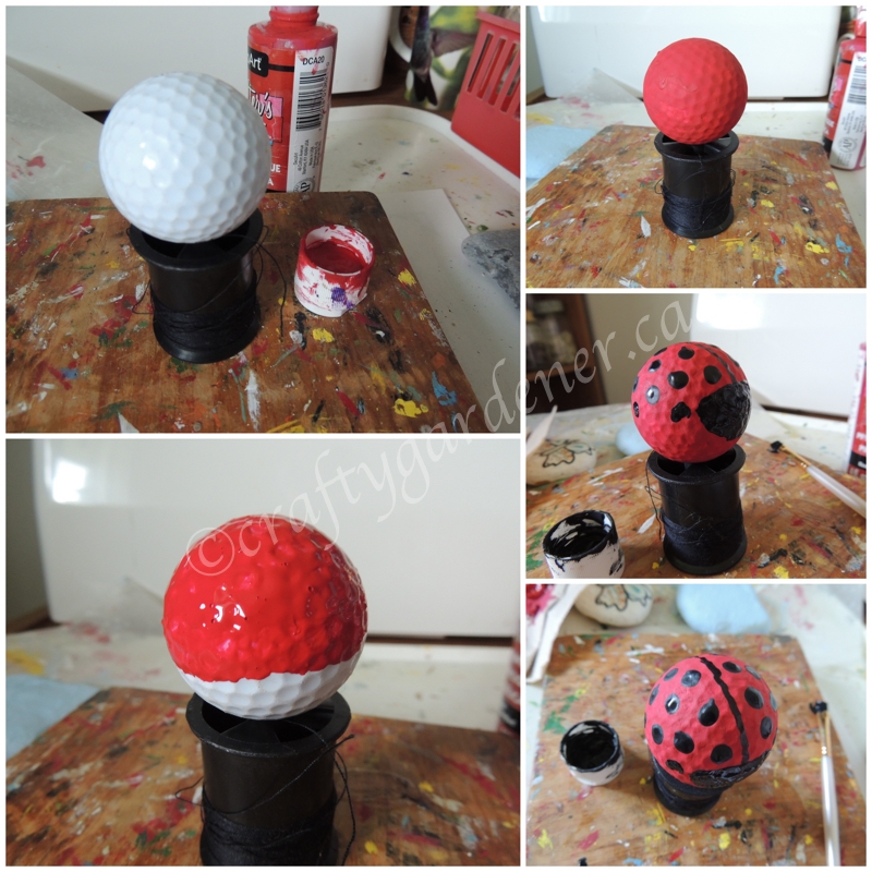 painting golf ball critters at craftygardener.ca