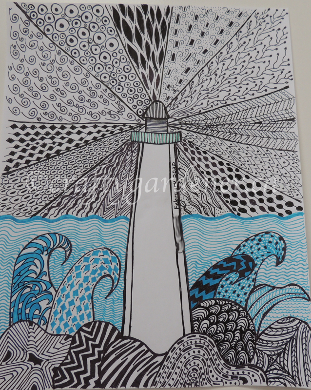 my lighthouse doodle at craftygardener.ca