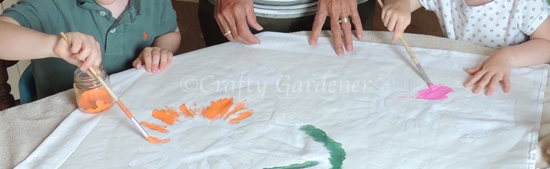 painting the garden flag at craftygardener.ca