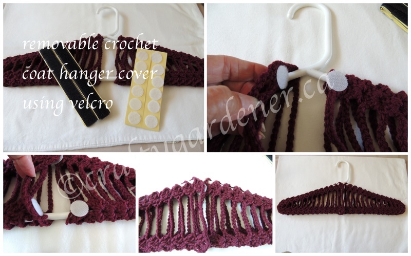 removable crochet covered coat hangers at craftygardener.ca