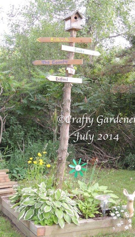 the sign post garden July 2014 - craftygardener.ca