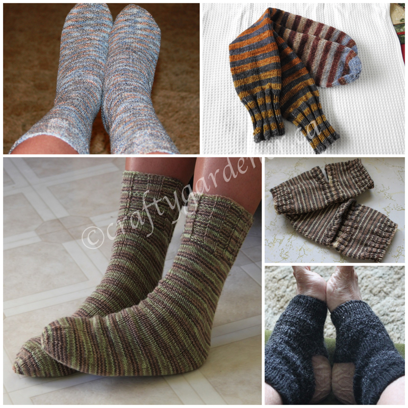 knitting socks at craftygardener.ca