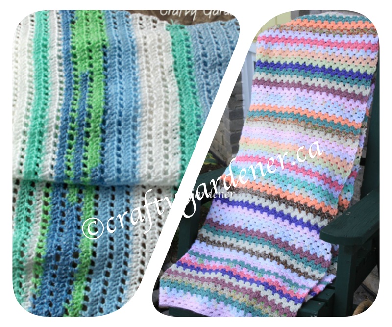 granny stripe blankets at craftygardener.ca