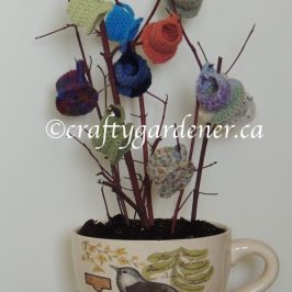 making a tea cup planter at craftygardener.ca