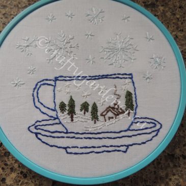 Embroidery:  Winter Teacup