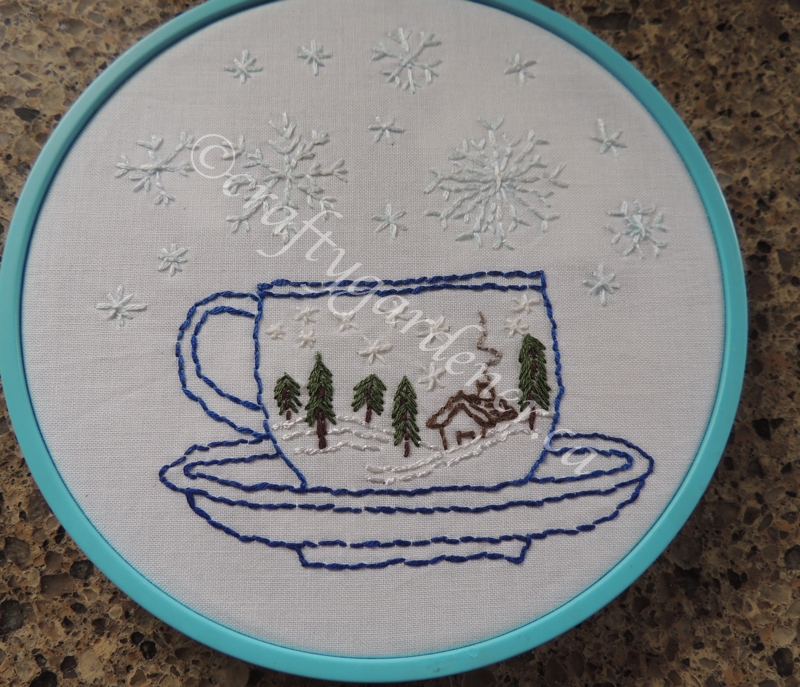 winter teacup embroidery at craftygardener.ca
