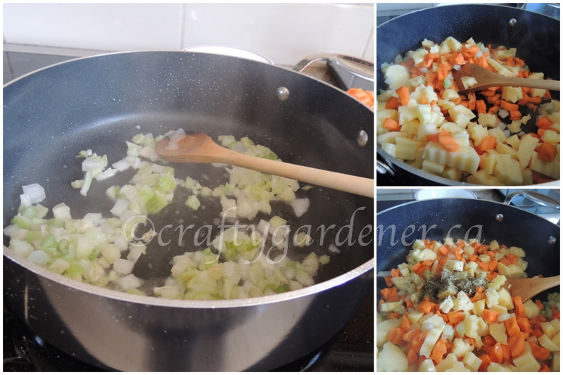making tomato potato soup at craftygardener.ca
