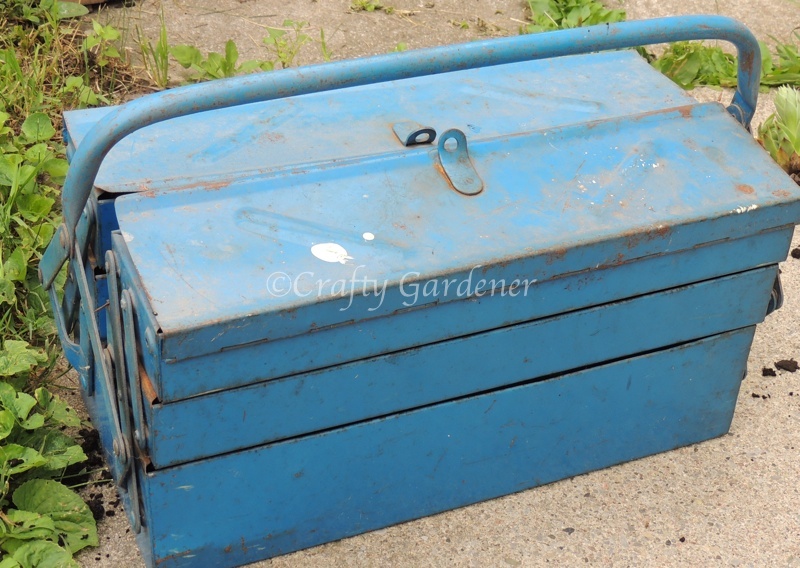 an old toolbox ready to convert to a planter